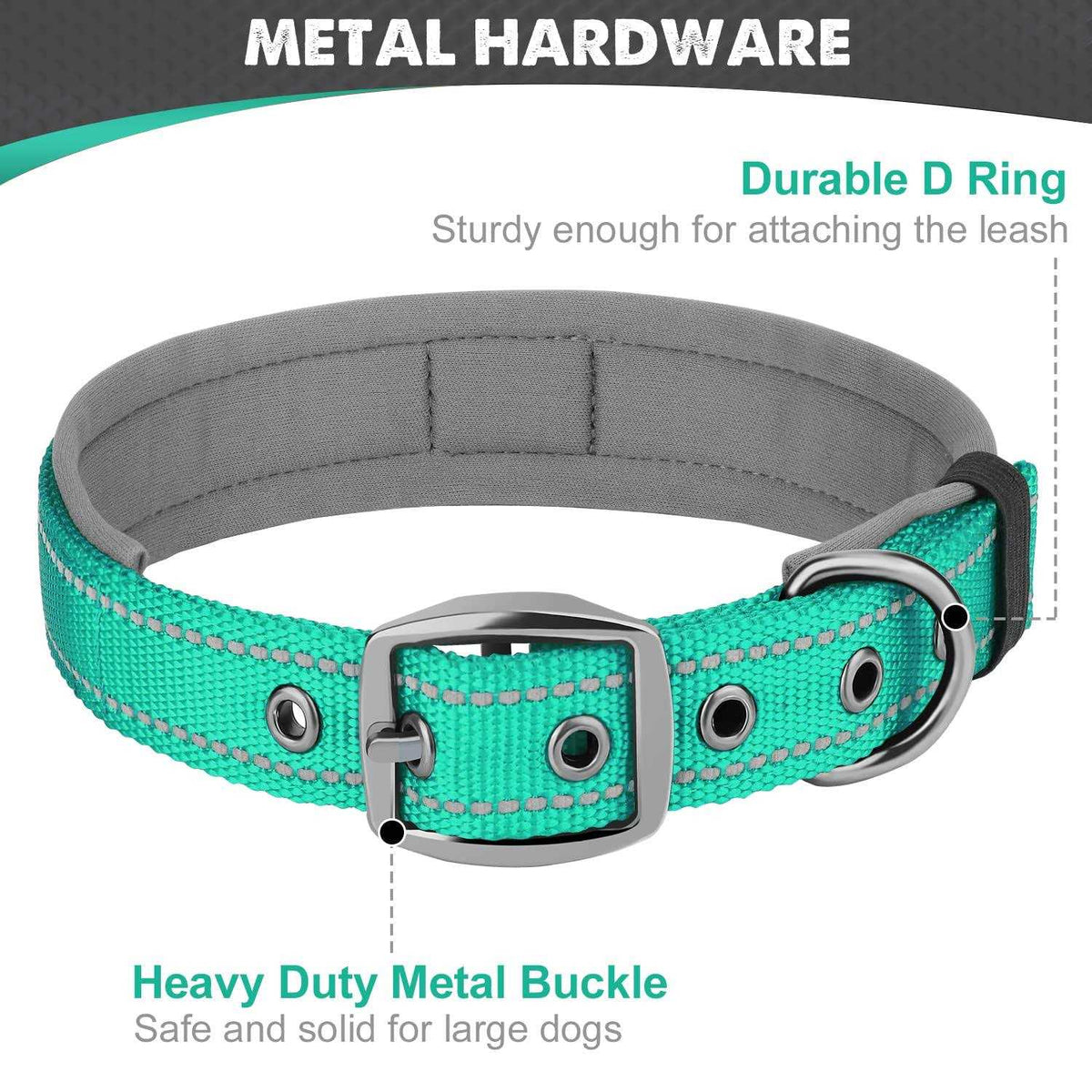 Reflective Soft Neoprene Padded Nylon Dog Collar N969