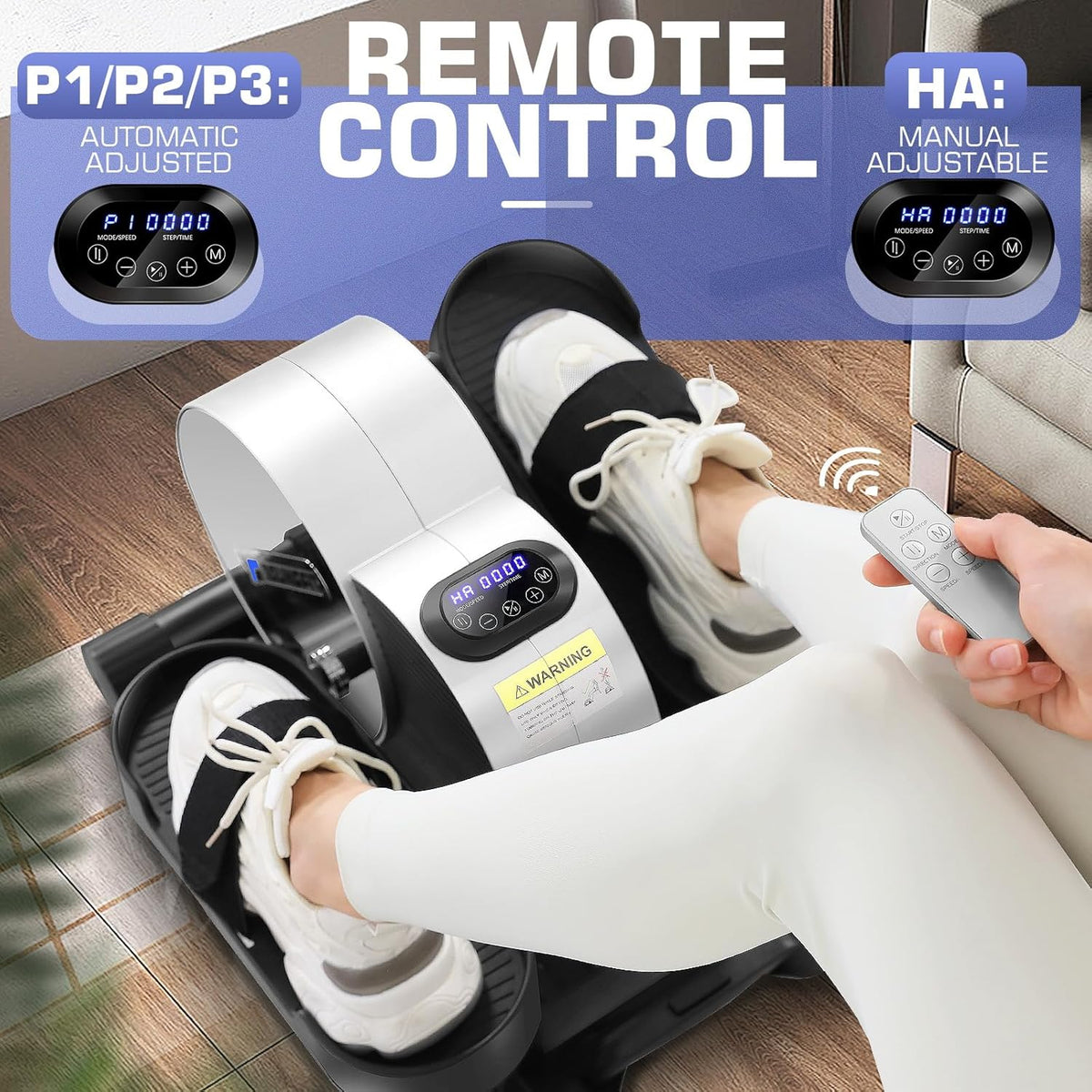 Under Desk Elliptical, Electric Seated Foot Pedal Exerciser with LCD Display Monitor, Remote Control S99969