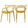 Yellow Molded Plastic Dining Chair Set of 2 R37799
