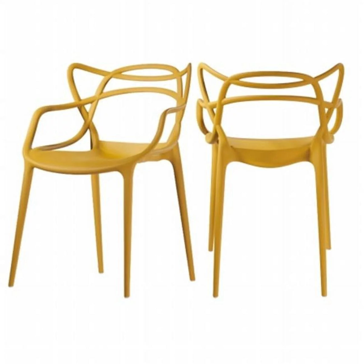 Yellow Molded Plastic Dining Chair Set of 2 R37799