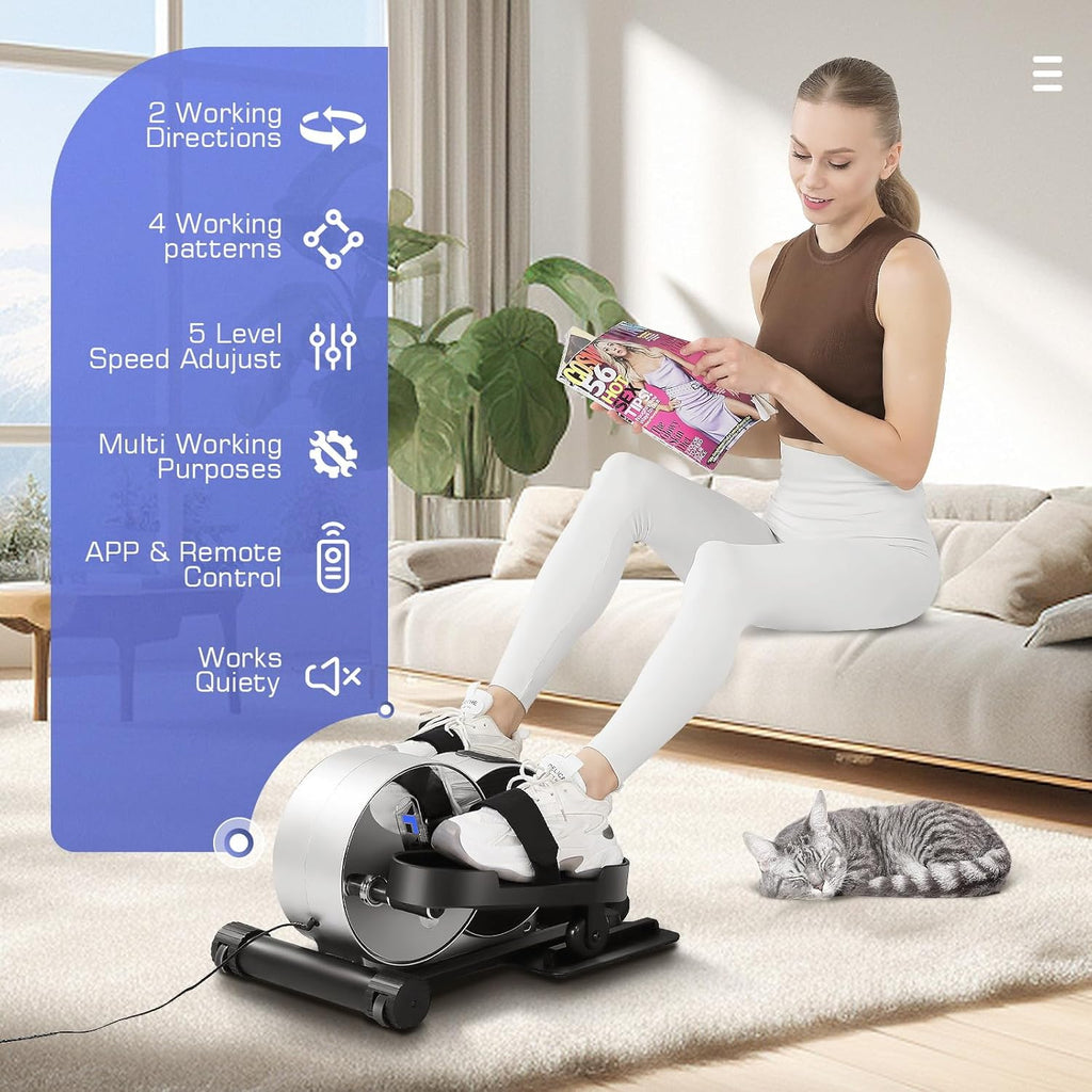 Under Desk Elliptical, Electric Seated Foot Pedal Exerciser with LCD Display Monitor, Remote Control S99969