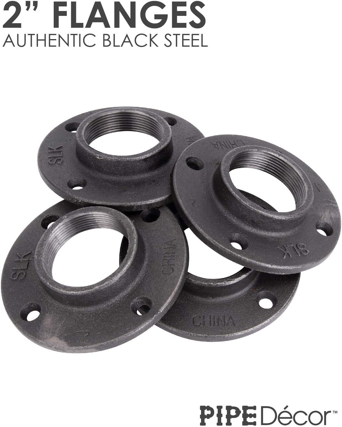 2 Inch Malleable Cast Iron Floor Flange 4 Pack, Steel Grey T5277