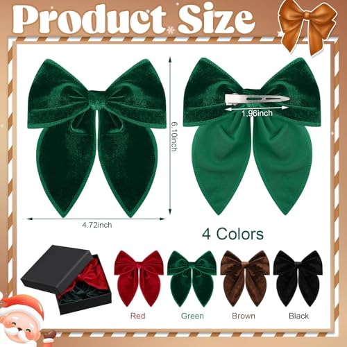 4 Pcs Velvet Hair Bows O396491