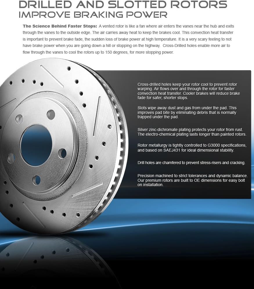 280 mm Front Brake Disc Rotors + Metallic Brake Pads T646