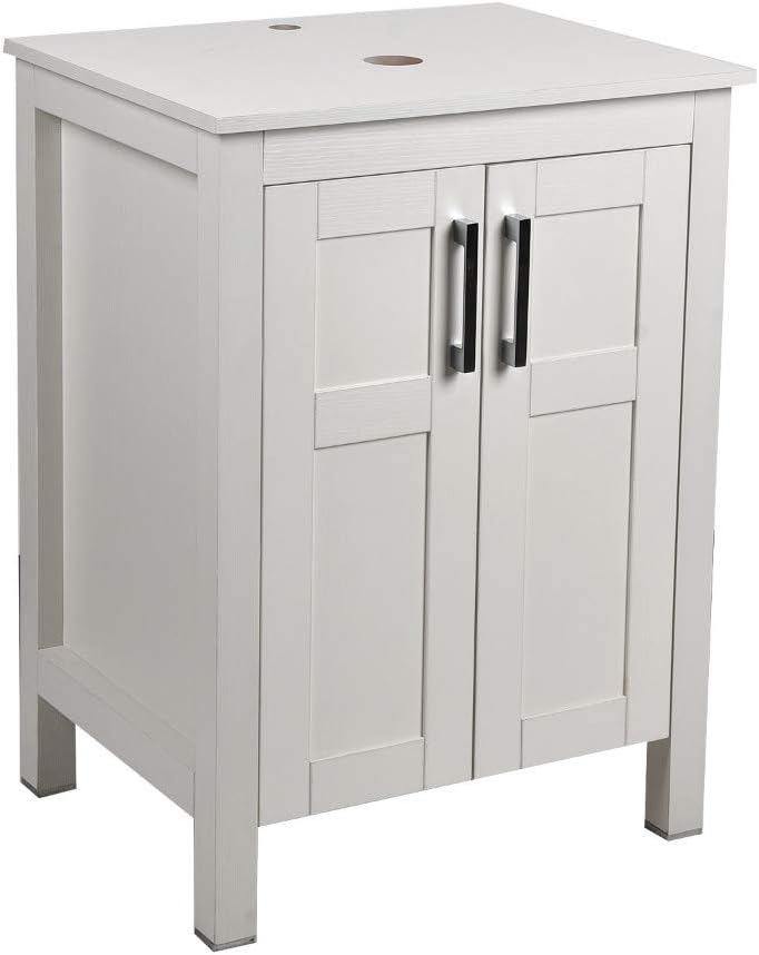 24 Inches White Single Bathroom Vanity Set with Top and 2-Door Cabinet I654