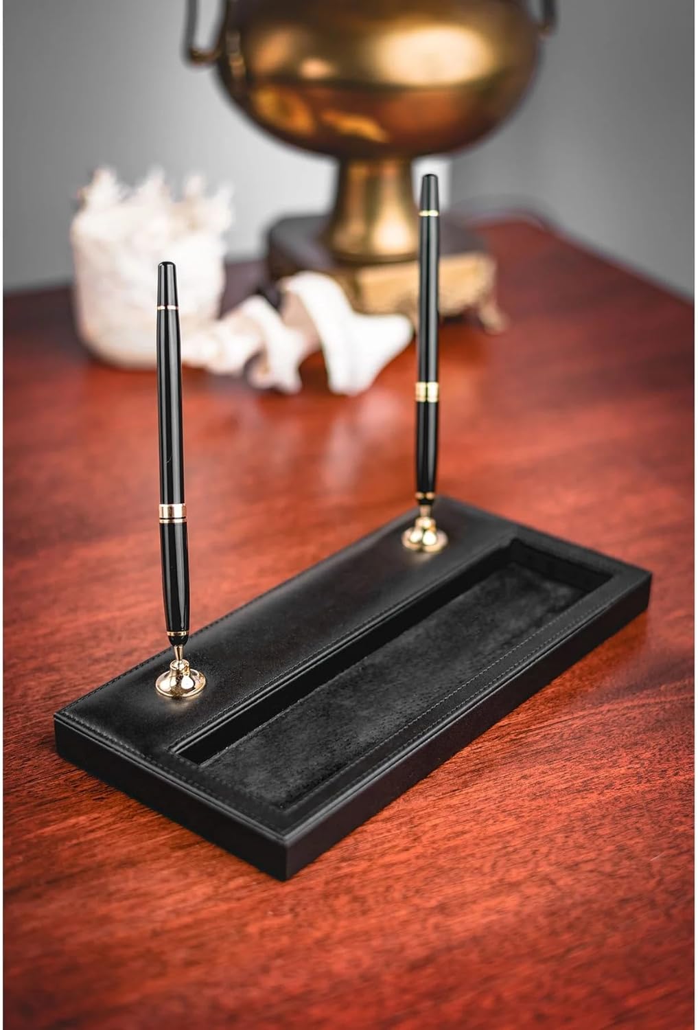Black Leather 11-Piece Desk Set I96221