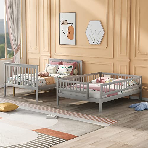 White Solid Wood Twin Size Loft Bed with L-Shaped Desk and Stairs O174021