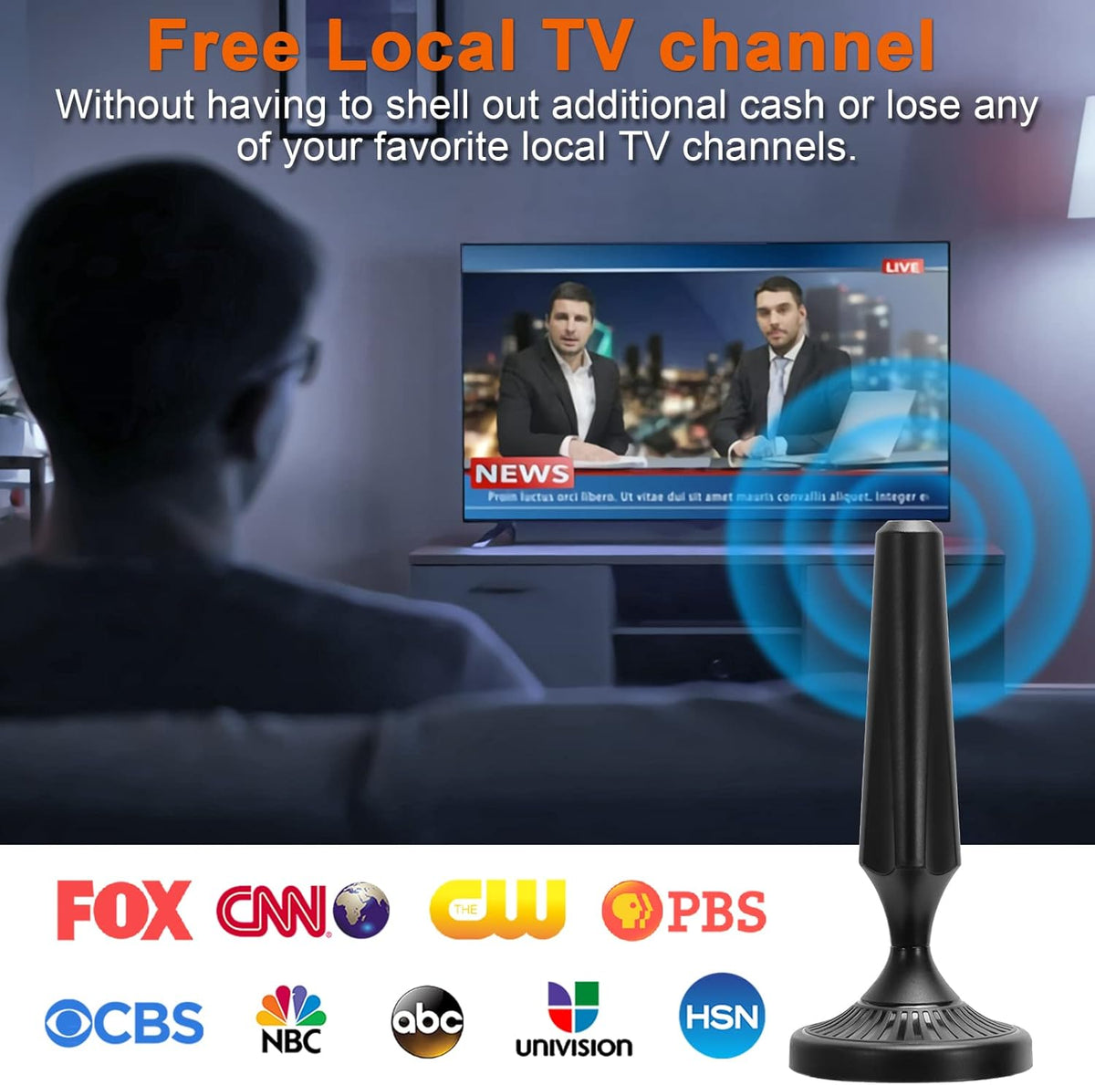 Indoor Amplified HDTV Antenna 300 Miles 4K 1080P with Coax Cable Pack of 2 L10201