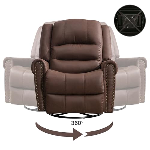 Brown Leather Swivel Rocker Recliner with Massage & Heating L7744