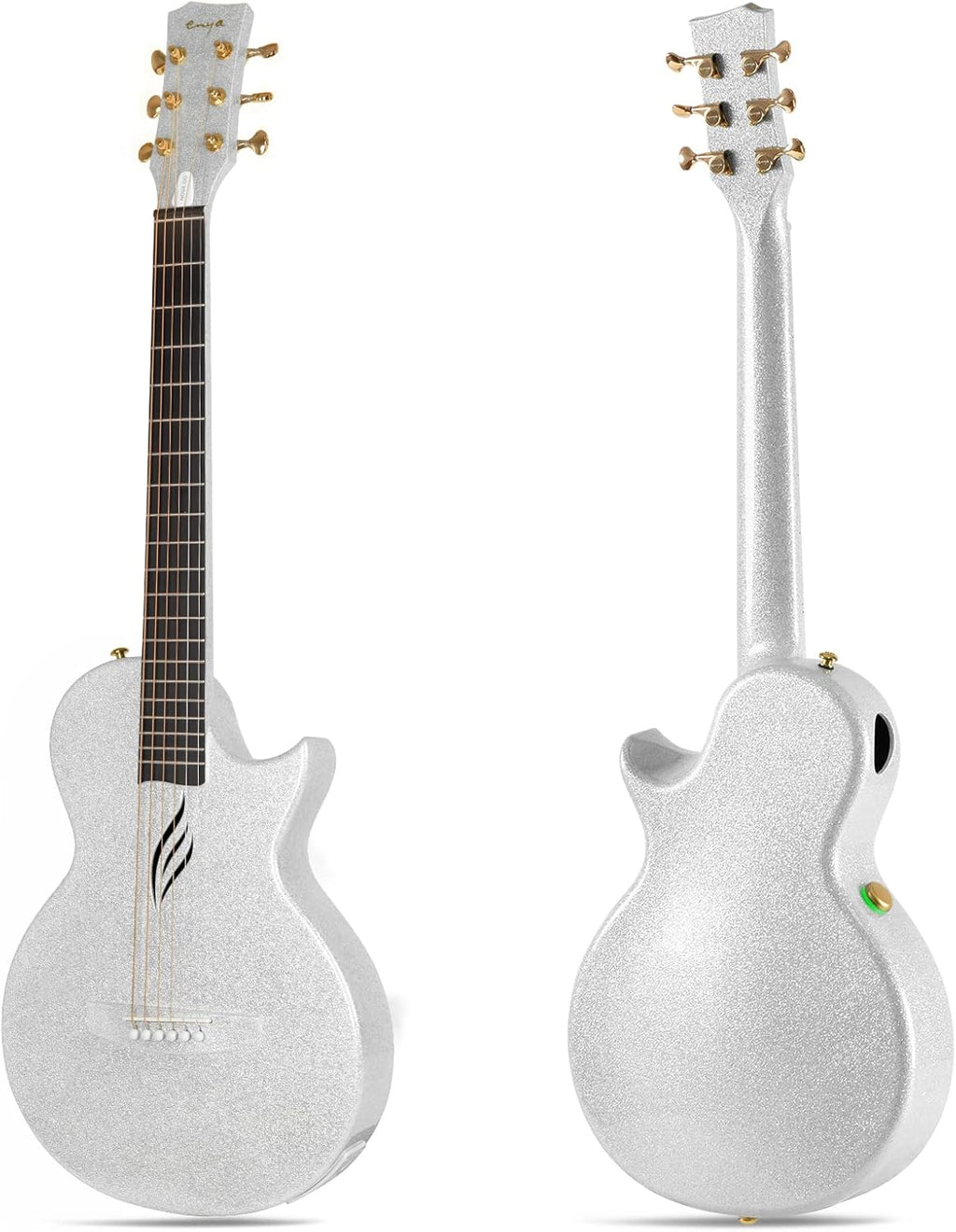 Carbon Fiber Acoustic Electric Guitar with Gig Bag, Strap, Strings, Instrument Cable (Sparkling Silver) D164178