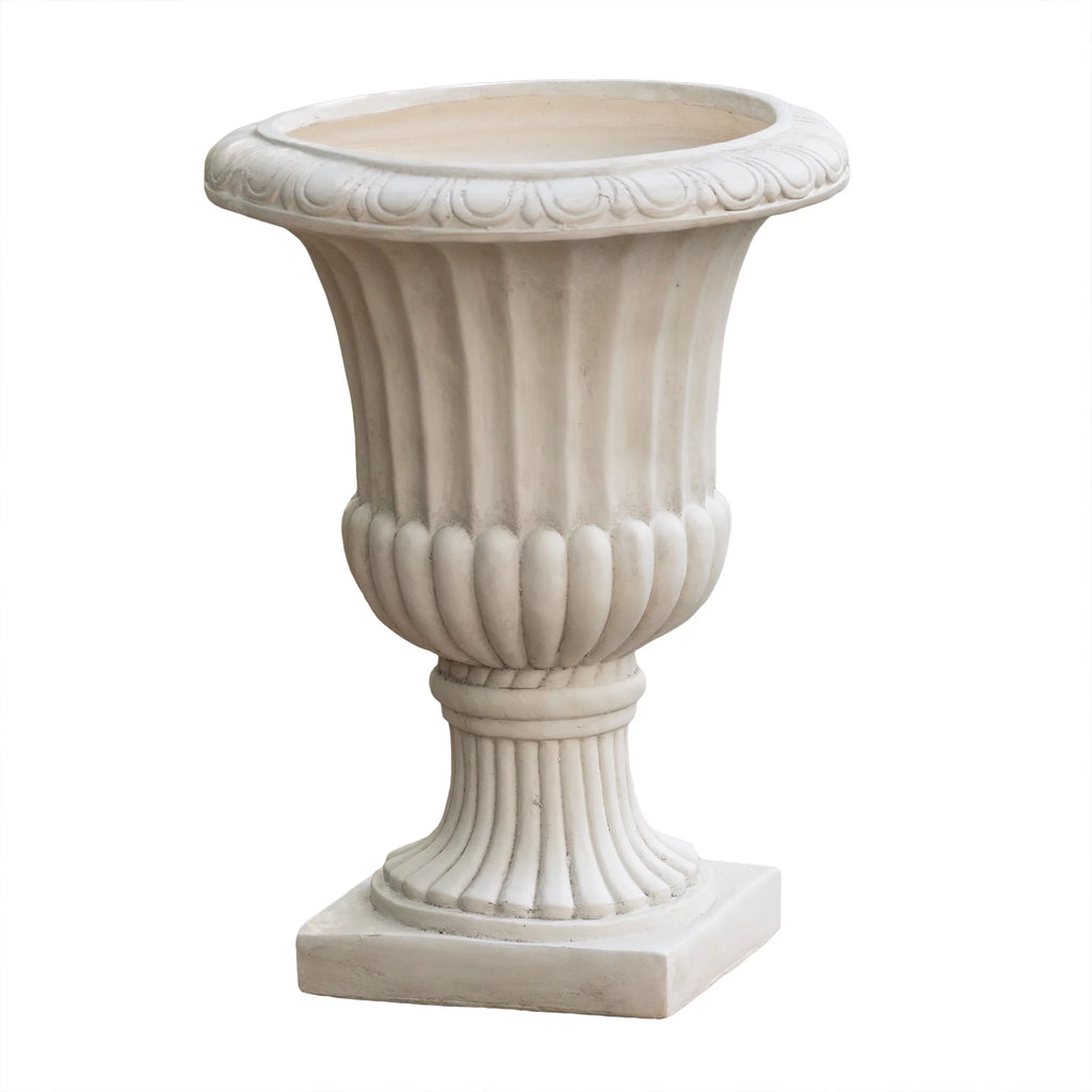 Antique White Concrete Urn Planter M215611