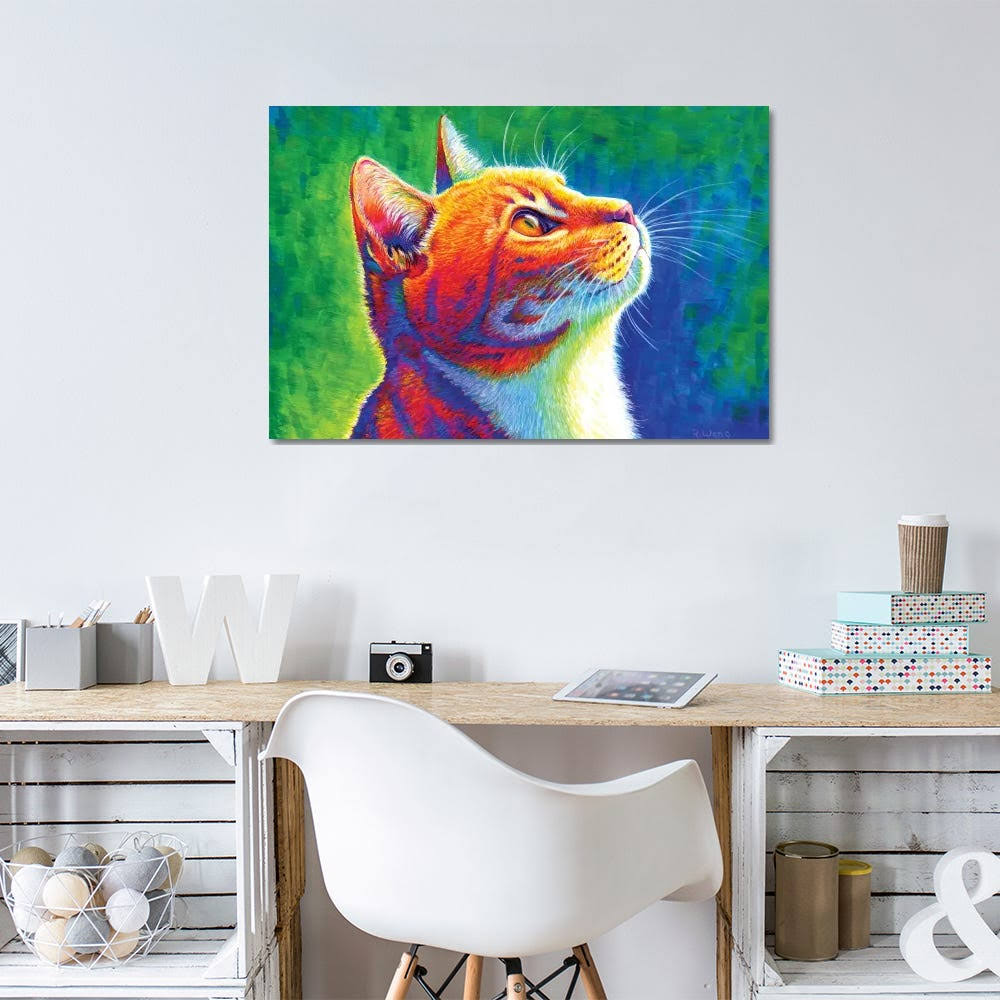 Rainbow Tabby Cat Canvas Wall Decor Prints T304017
