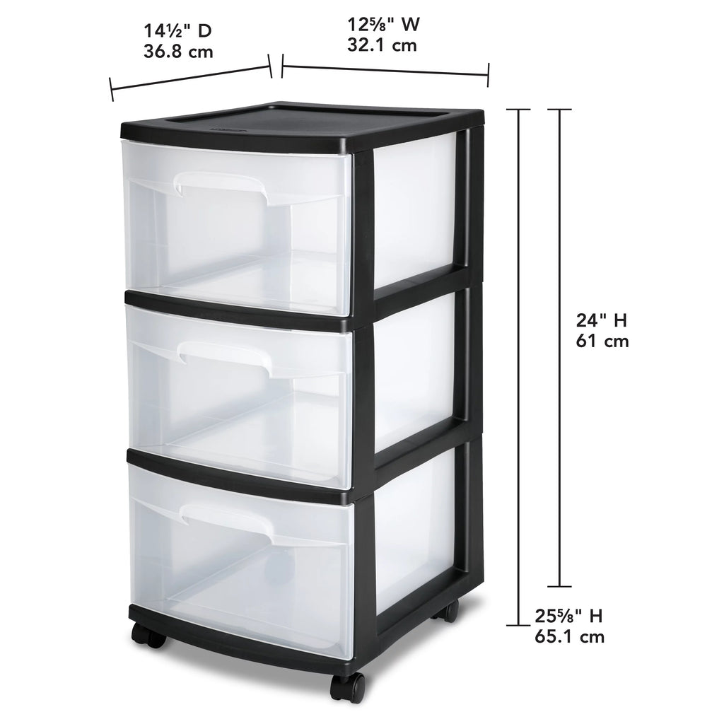 3 Drawer Plastic Cart T434