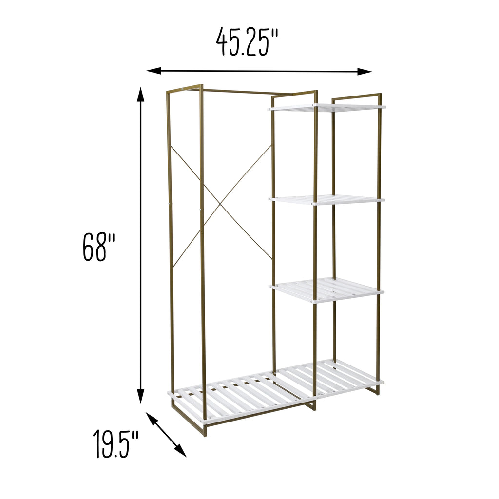 Freestanding Open Metal Closet Wardrobe with 4 Shelves C904652