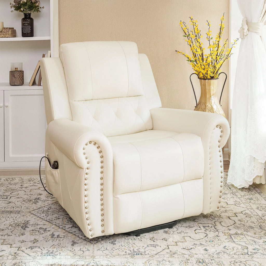 Oversized Leather Power Lift Recliner Chair with Footrest A302