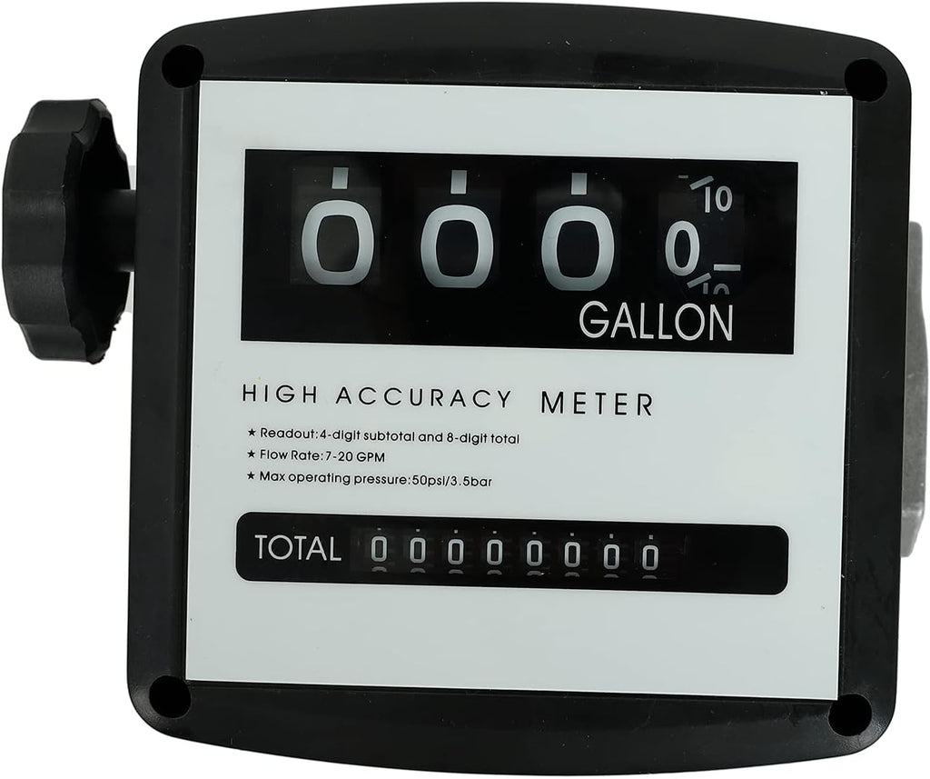 Mechanical Fuel Flow Meter 7-20 GPM 4-Digital Batch Display 50 PSI Pack of 2 Y6913