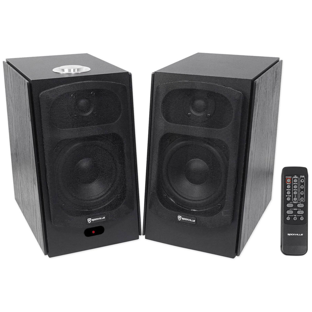 Black 5 inch Powered Bluetooth Bookshelf Speakers B574