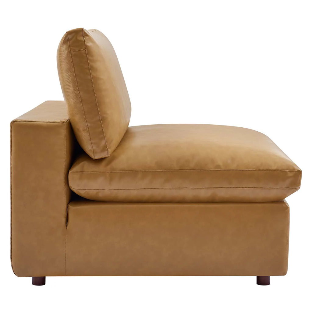 Tan Vegan Leather 4-Piece Sectional Sofa Q819