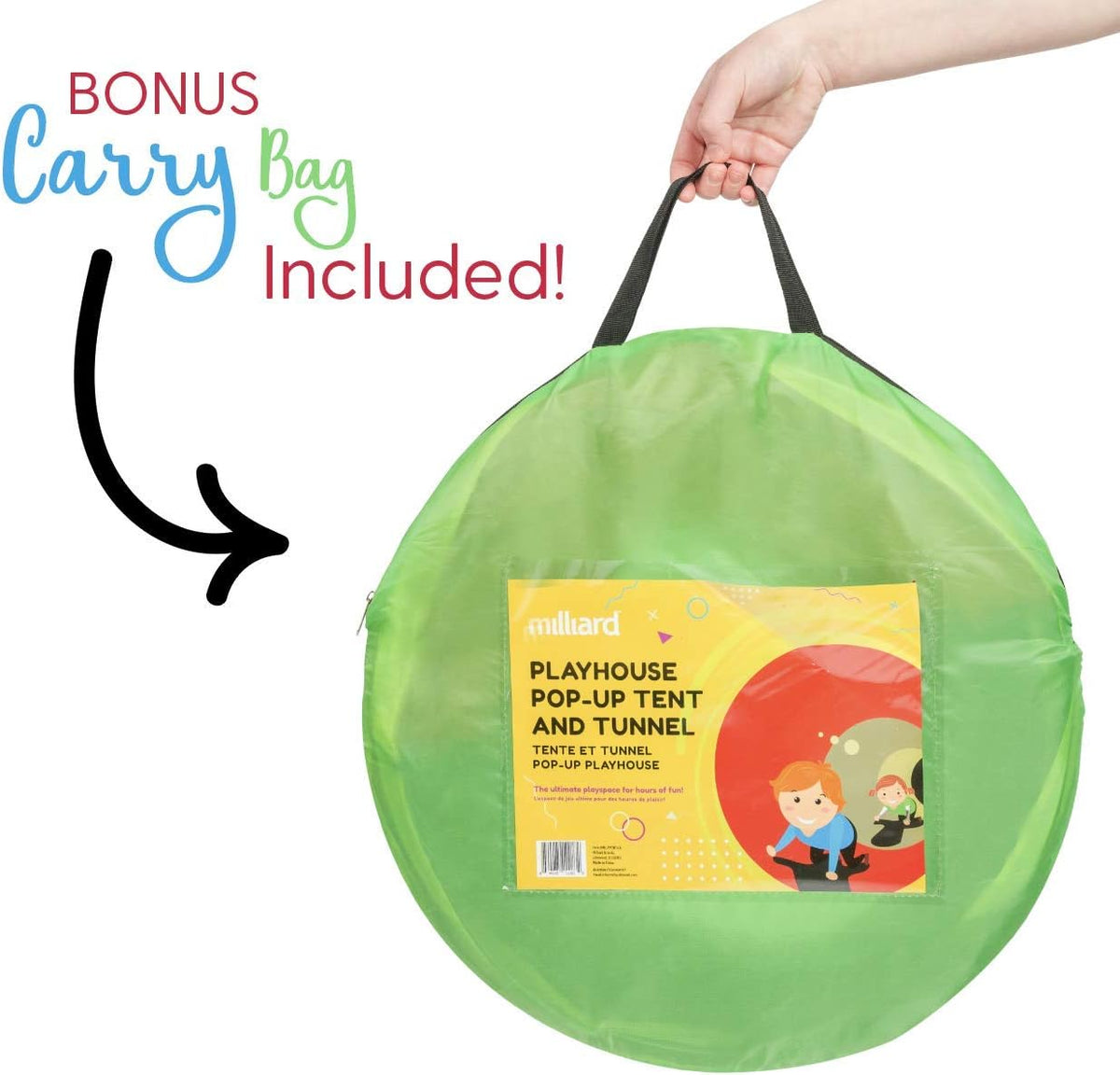 Kid's Pop up Tent Tunnel Playhouse with 50 Balls and Carry Bag Z8359