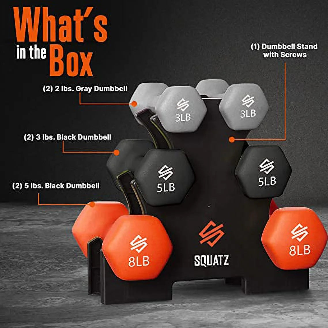 Neoprene Coated Dumbbell Weights Set with Stand G7322