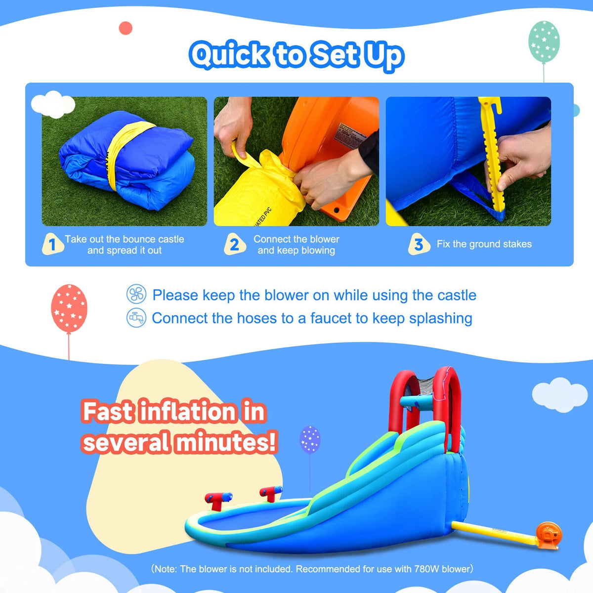Inflatable Waterslide Bounce House with Handrail U568649