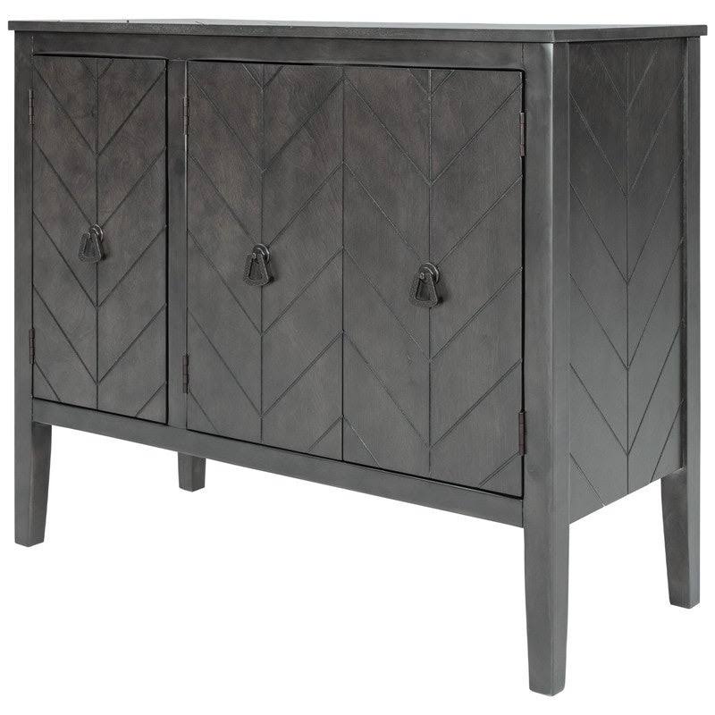 Grey Wooden Accent Storage Cabinet with Adjustable Shelf A5621