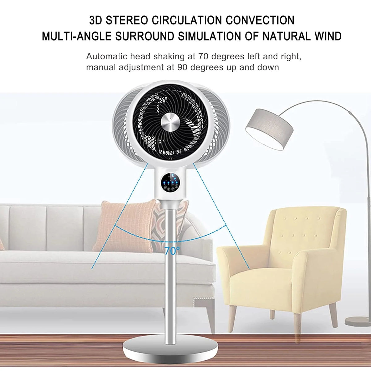 Electric Fan Floor Standing Swing Head Air Circulation Fan Remote Control D4425