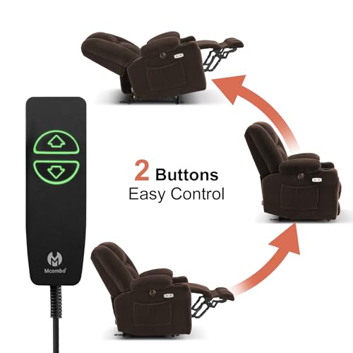 Brown Fabric Power Recliner Chair with Heat and Vibration Massage L642106
