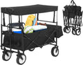 Black Folding Wagon Cart with Removable Canopy X9160