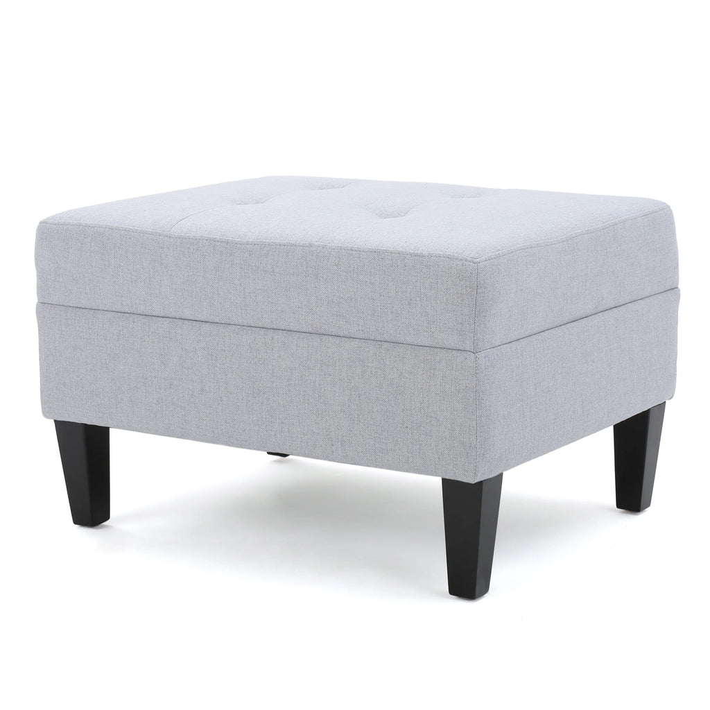 Light Grey Tufted Rectangular Ottoman D5551