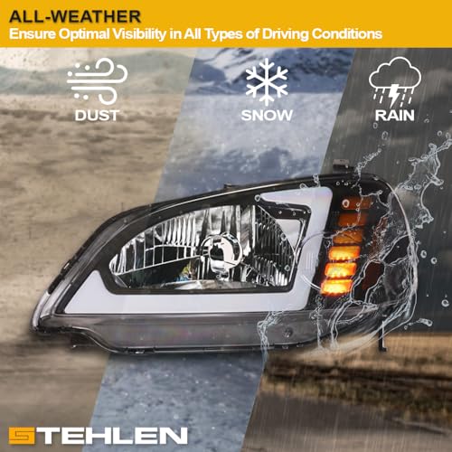 Compatible With 2001-2003 Honda Civic LED Headlights Black B6666