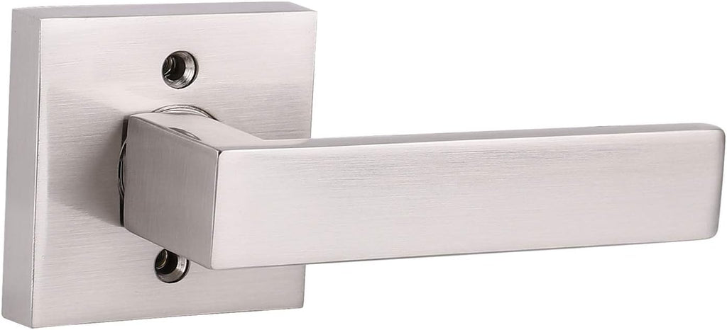 5 Pack Satin Nickel Square Door Levers with Privacy Lock B820049