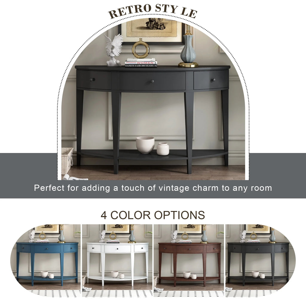 Black Curved Console Table with 3 Drawers L2715