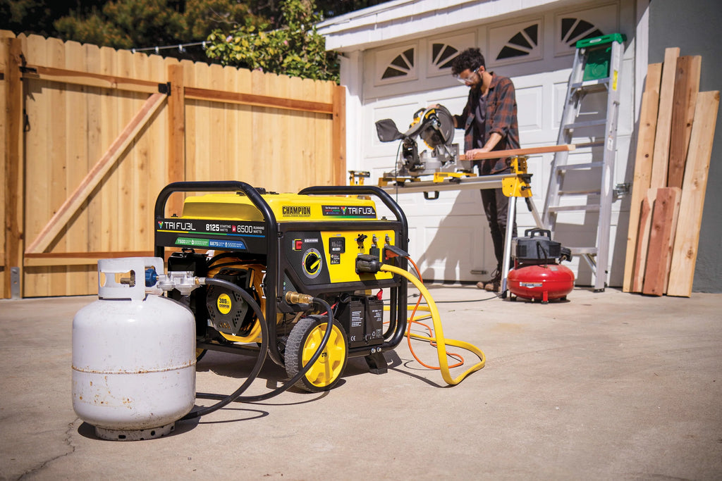 6500-Watt Tri-Fuel Portable Generator with Electric Start P49445