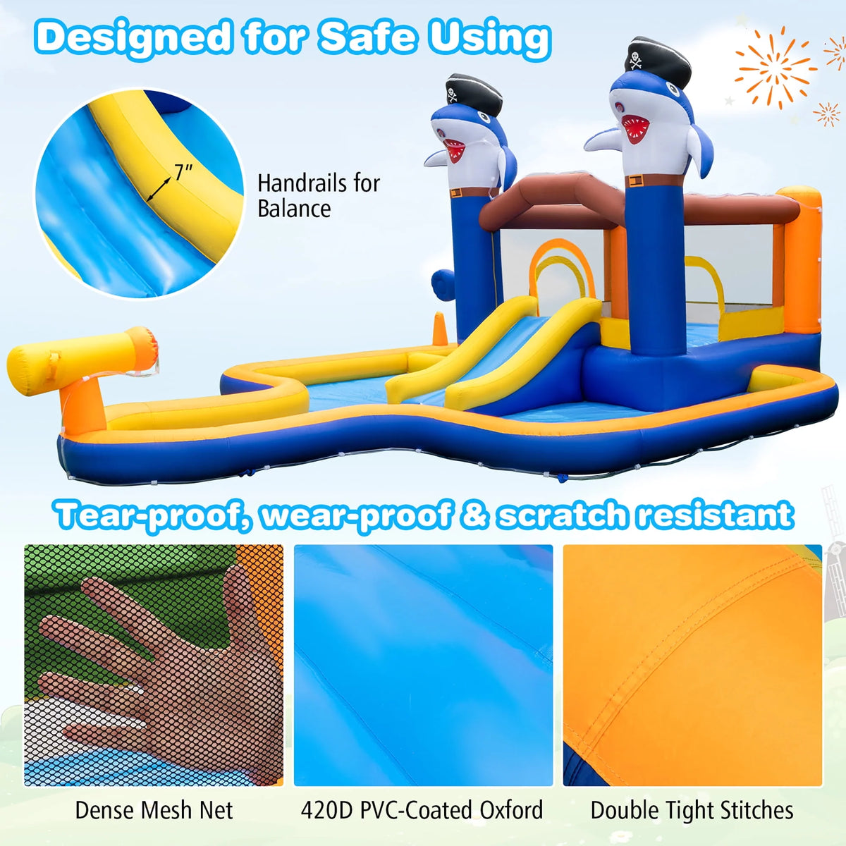 Inflatable Water Slide Park Bounce House Splash Pool T4223