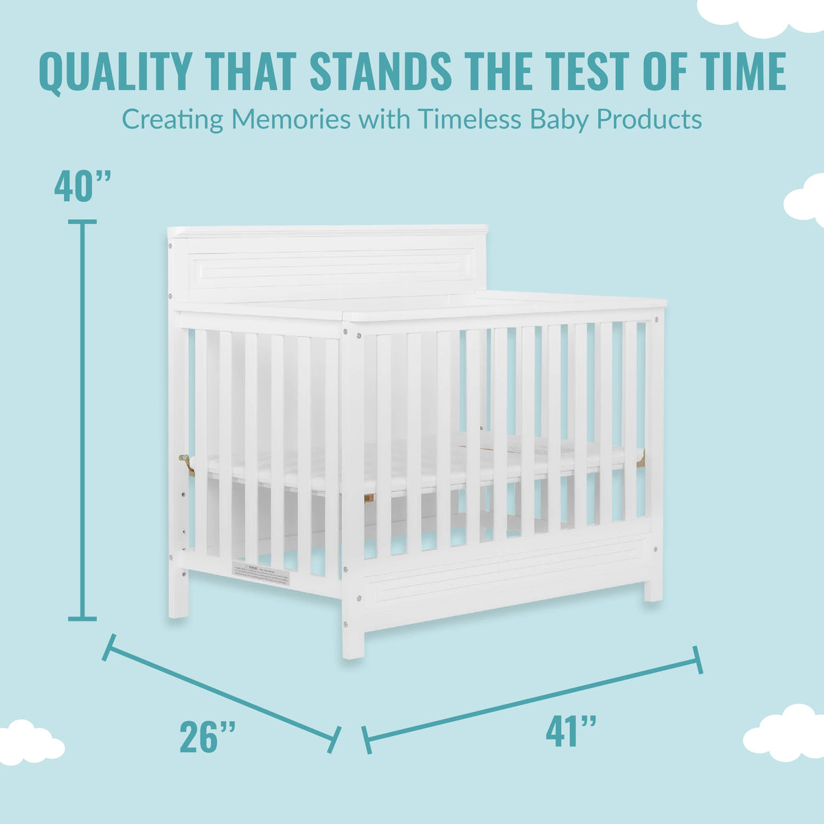 White 4-in-1 Convertible Mini Crib P3028