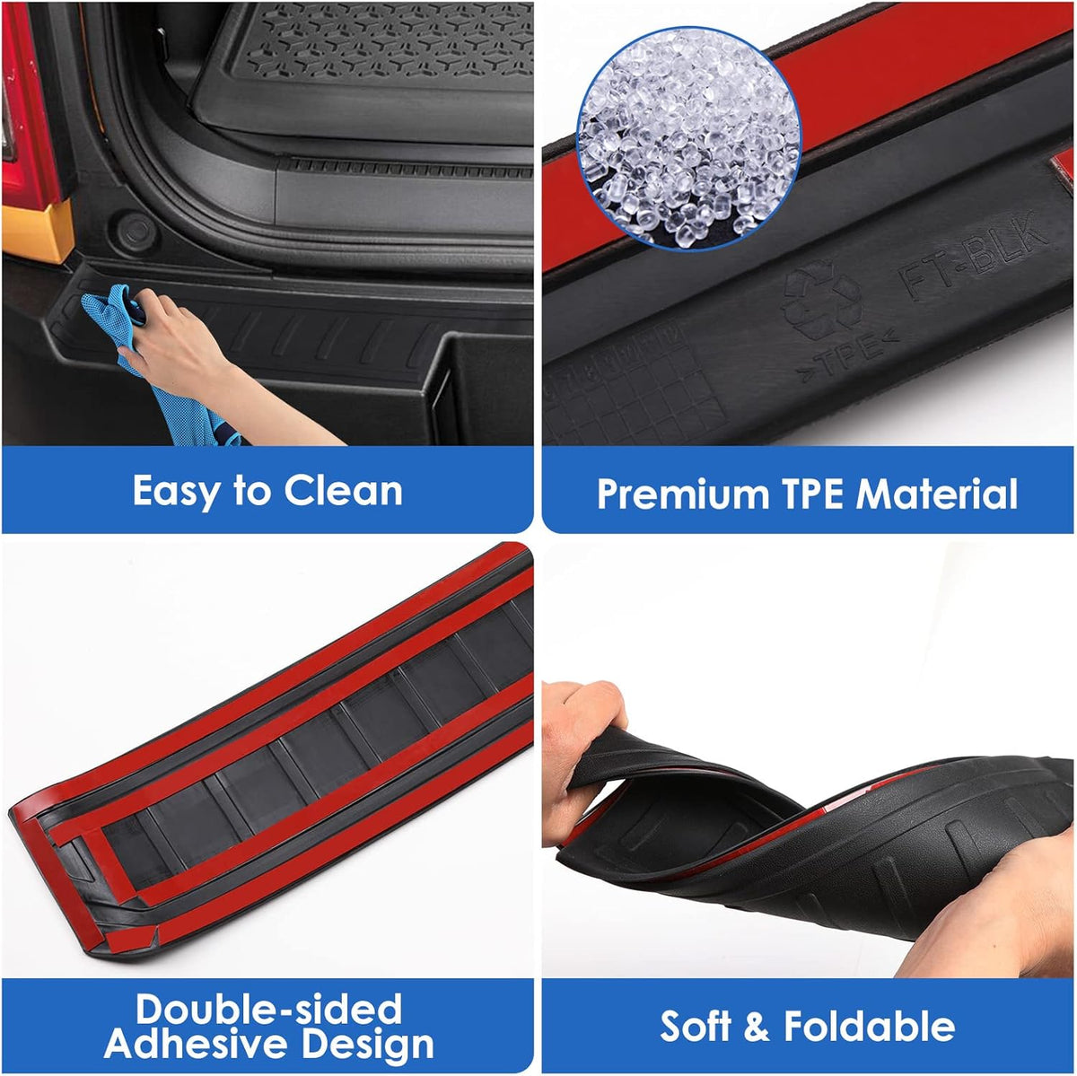 Black Scratch Resistant Car Bumper Guard Pack of 2 Q9363