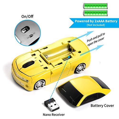 Red Wireless Sports Car Shaped Mouse with LED Headlights Q87456