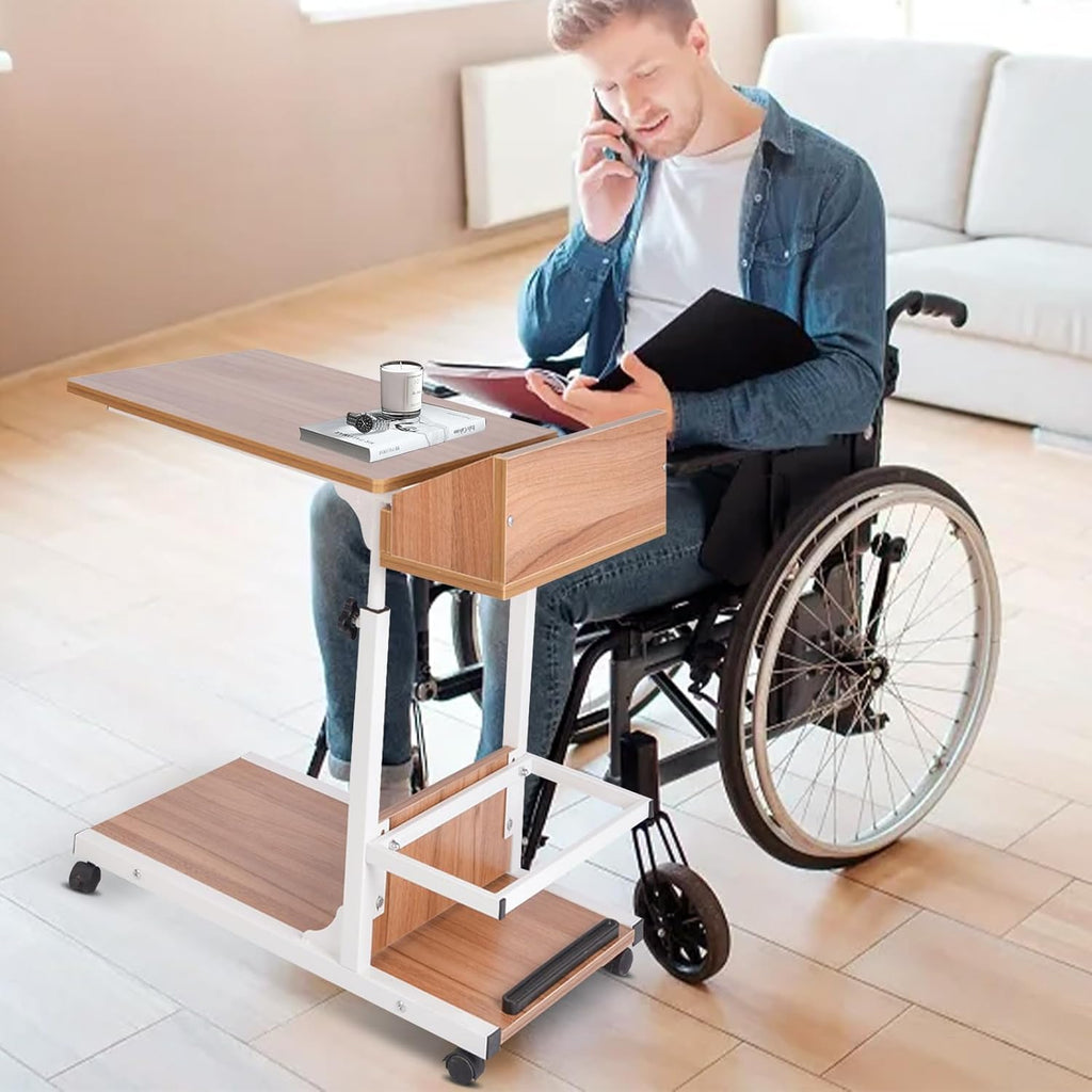 Over Bed Table with Drawer Adjustable Height and Wheels X76520