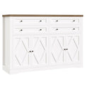 55" Coffee Bar with 4 Large Drawers, Tall Buffet Cabinet with Storage, Adjustable Shelves, Ash Grey O588879