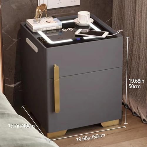 Black Smart Nightstand with Drawer and Safe M49181