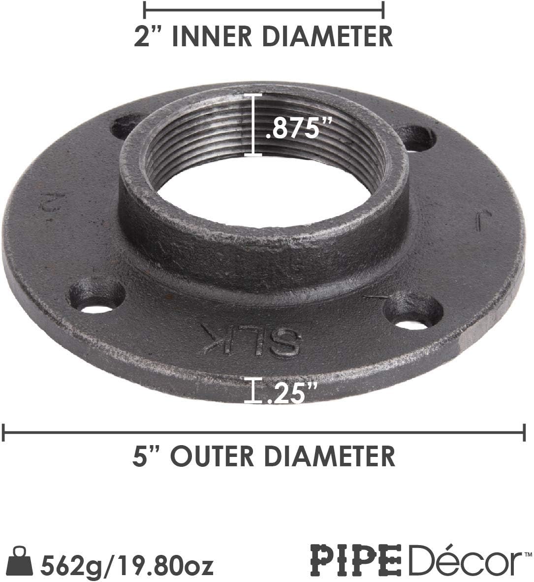 2 Inch Malleable Cast Iron Floor Flange 4 Pack, Steel Grey T5277