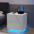 White 2 Drawer LED Nightstands D363348