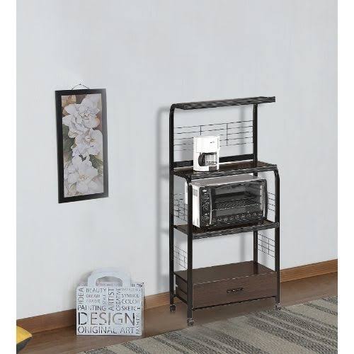Black Kitchen Cart with Microwave Shelf I356501