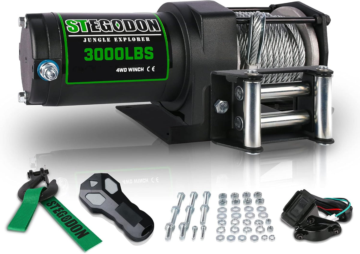 3500 lb. Load Capacity 12V Synthetic Rope Electric Winch with Wireless Remote C829
