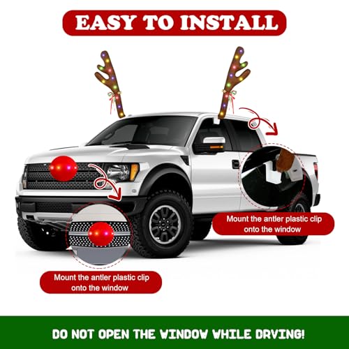 Car Reindeer Antlers & Nose with Lights D998