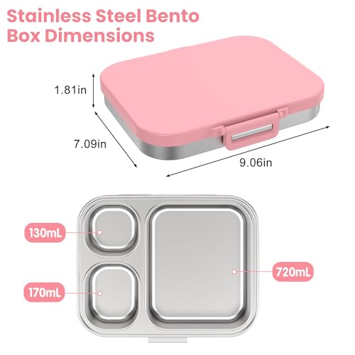 Stainless Steel 3-Compartment Leakproof Lunch Box P800