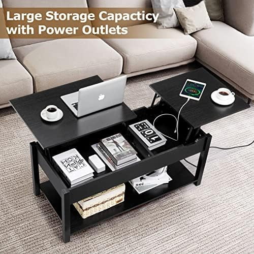 42.5" Lift Top Coffee Table with Hidden Compartment and USB Ports V36148