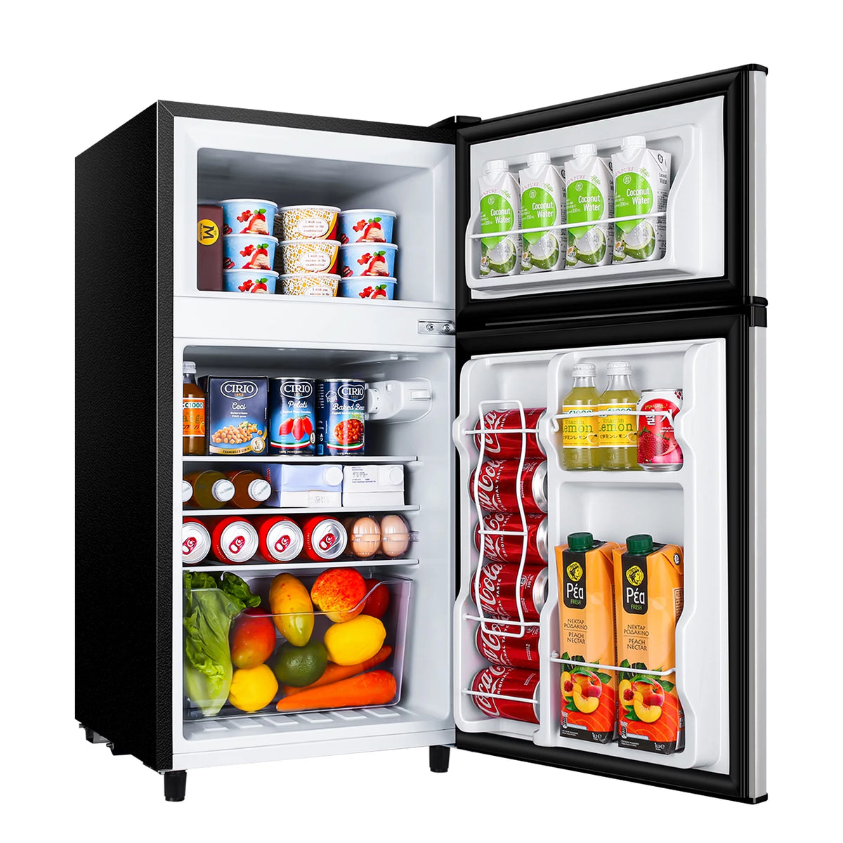 3.5 Cu ft Two Door Mini Fridge with Freezer, Black L471331