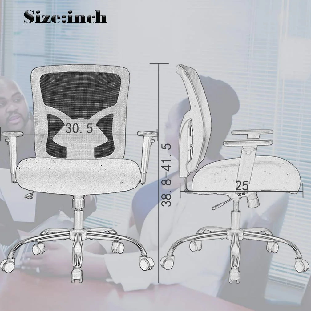 Black Mesh Ergonomic Office Chair 400 lbs with Wheels and Adjustable Arms Y86142